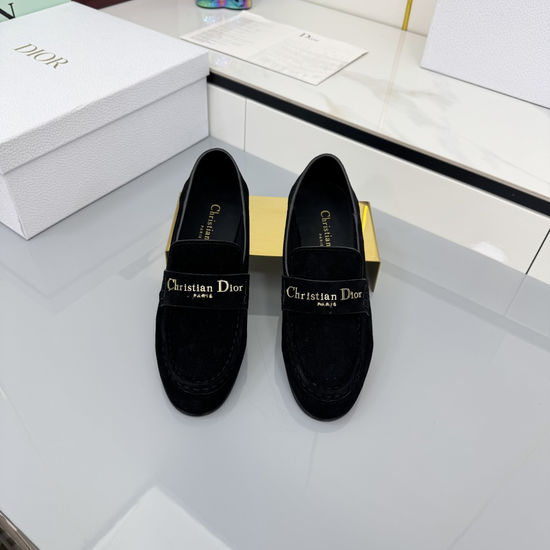 Christian Dior Vintage Style Leather Loafers with Letter Detailing All-match Shoes