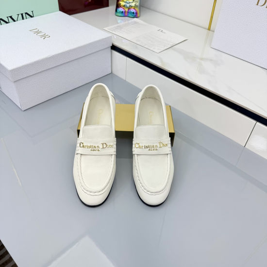 Christian Dior Vintage Style Leather Loafers with Letter Detailing All-match Shoes