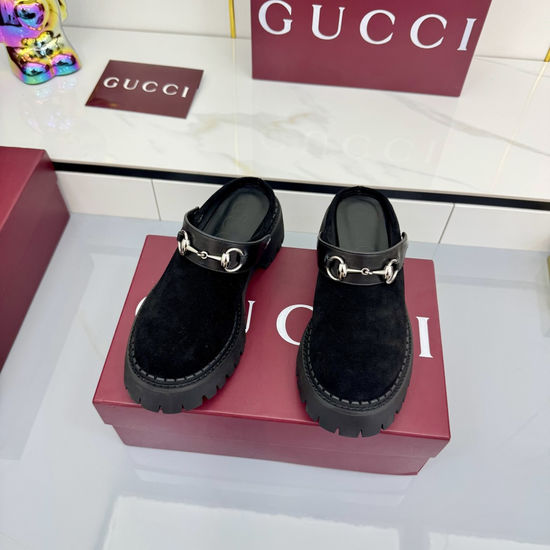 Gucci Luxury Crystal Decorated Leather Loafer Flat Shoes