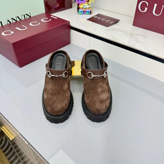 Gucci Luxury Crystal Decorated Leather Loafer Flat Shoes