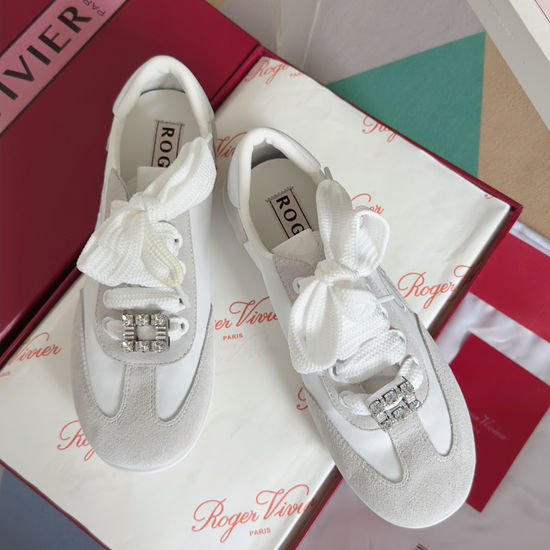 Roger Viver RV Rhinestone Buckle Casual Sneakers Lightweight Soft Comfortable Shoes