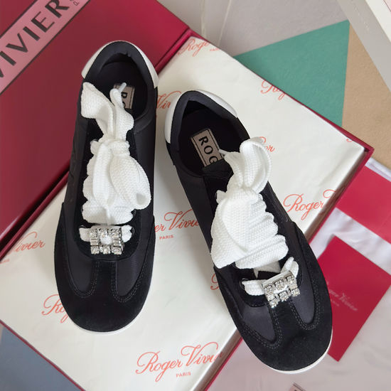Roger Viver RV Rhinestone Buckle Casual Sneakers Lightweight Soft Comfortable Shoes