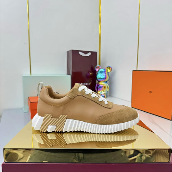 Hermes Classic Casual Comfortable Suede Canvas Chunky Sneakers