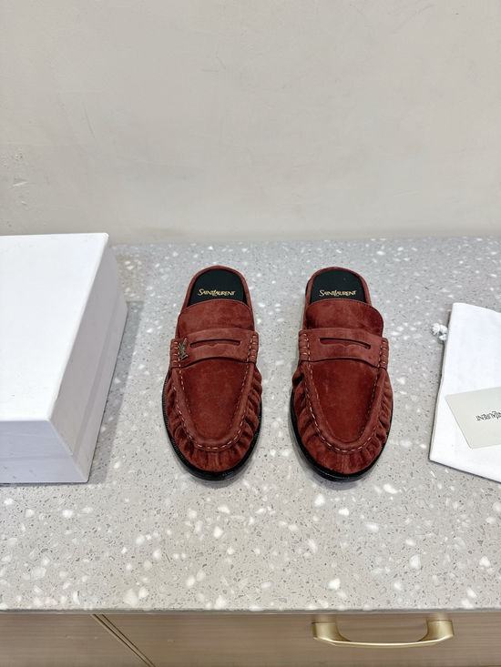 Yves Saint Laurent Genuine Leather Slip On Loafer Mules Business Casual Shoes