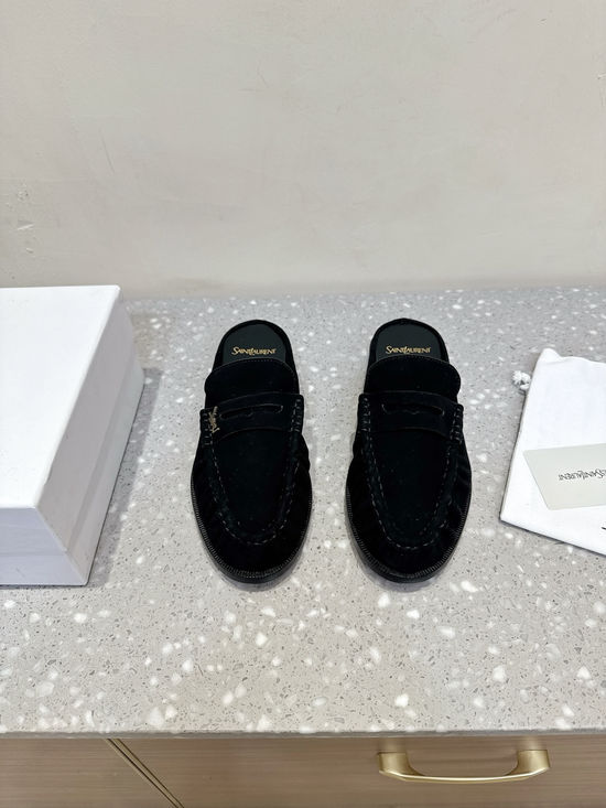 Yves Saint Laurent Genuine Leather Slip On Loafer Mules Business Casual Shoes