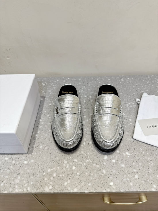 Yves Saint Laurent Genuine Leather Slip On Loafer Mules Business Casual Shoes
