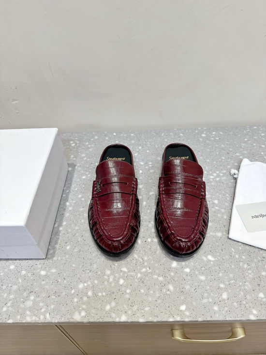 Yves Saint Laurent Genuine Leather Slip On Loafer Mules Business Casual Shoes