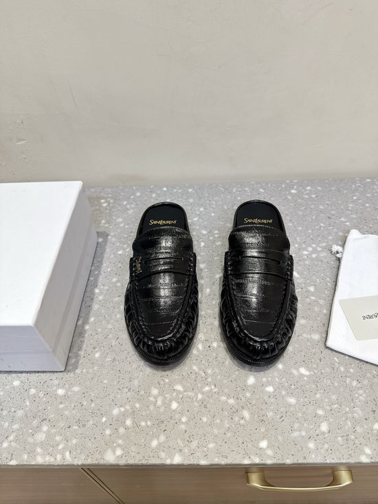Yves Saint Laurent Genuine Leather Slip On Loafer Mules Business Casual Shoes