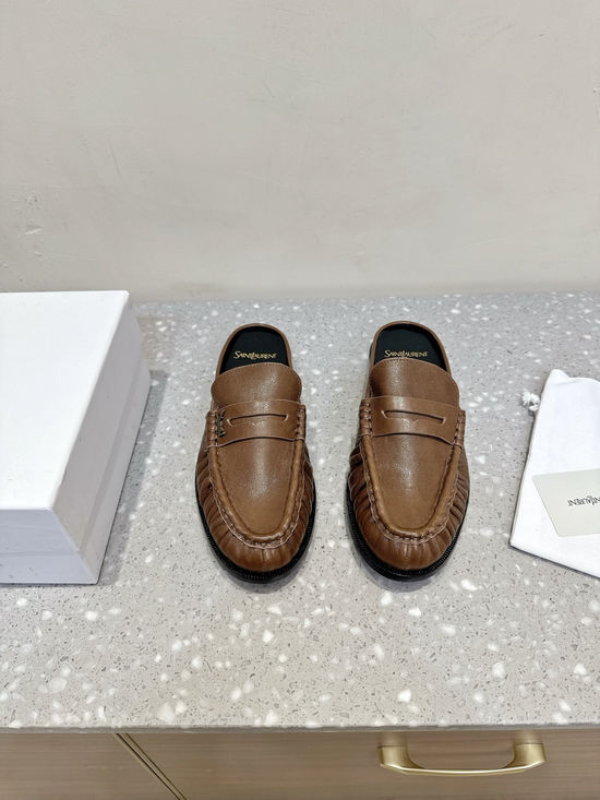 Yves Saint Laurent Genuine Leather Slip On Loafer Mules Business Casual Shoes