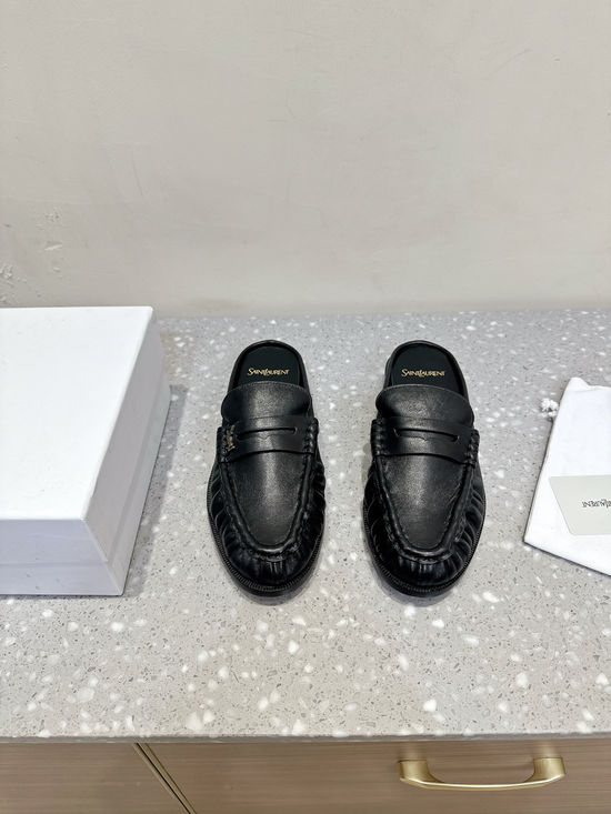 Yves Saint Laurent Genuine Leather Slip On Loafer Mules Business Casual Shoes