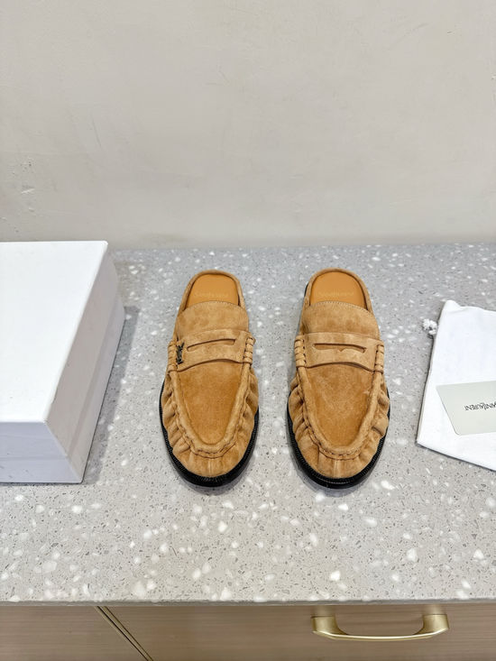 Yves Saint Laurent Genuine Leather Slip On Loafer Mules Business Casual Shoes