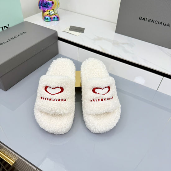Balenciaga Furry Platform Slides Warm Comfortable Non Slip Slippers