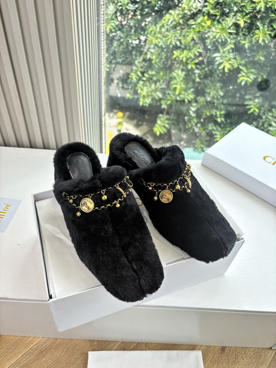 Chloe Furry Lined Open Toe Slippers Soft Warm Non-slip