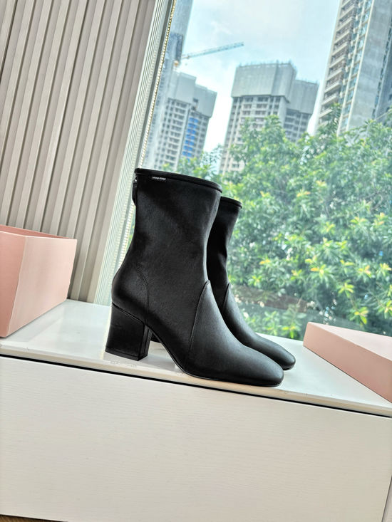 Miu Miu Soft Stretch Sheepskin Short Boots Cozy Casual Footwear