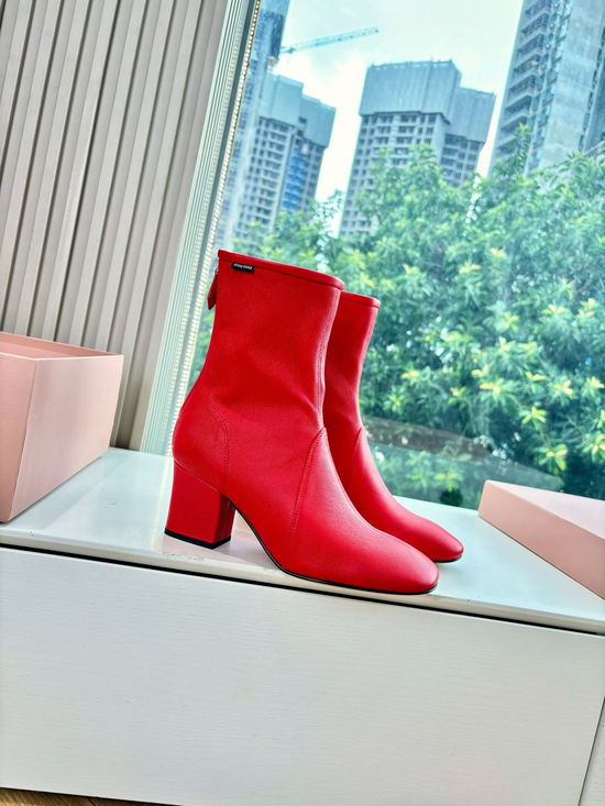 Miu Miu Soft Stretch Sheepskin Short Boots Cozy Casual Footwear