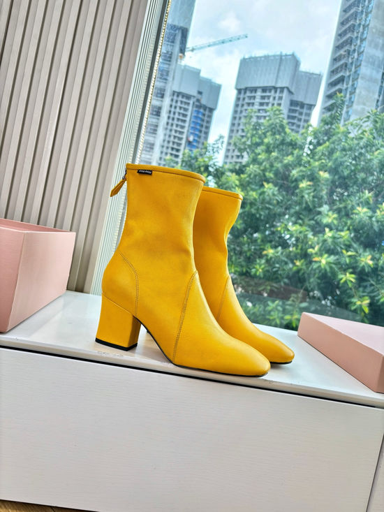 Miu Miu Soft Stretch Sheepskin Short Boots Cozy Casual Footwear