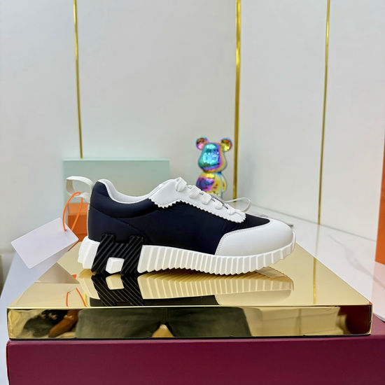 Hermes Suede Canvas Casual Athletic Shoes Comfortable Walking Sneakers