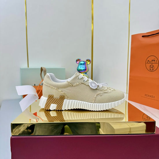 Hermes Suede Canvas Casual Athletic Shoes Comfortable Walking Sneakers