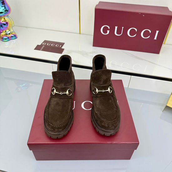 Gucci Lace-up Martin Boots with Genuine Leather Upper