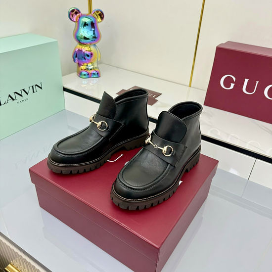 Gucci Lace-up Martin Boots with Genuine Leather Upper