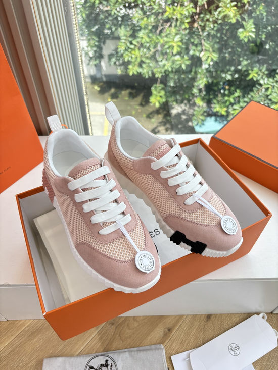 Hermes Breathable Leather Mesh Upper Comfortable Casual Sneakers Durable