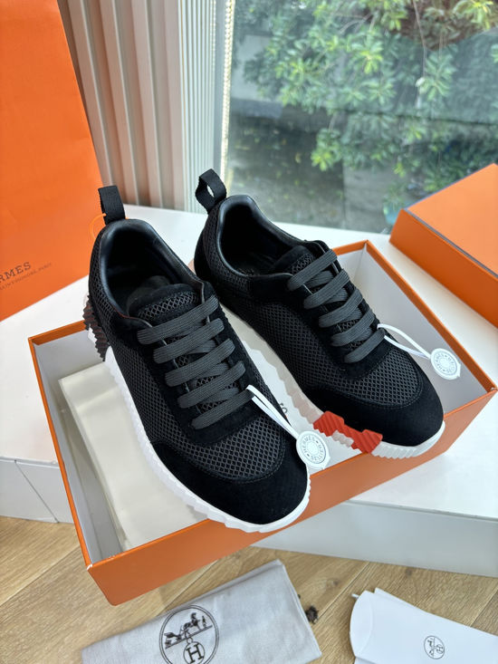 Hermes Breathable Leather Mesh Upper Comfortable Casual Sneakers Durable