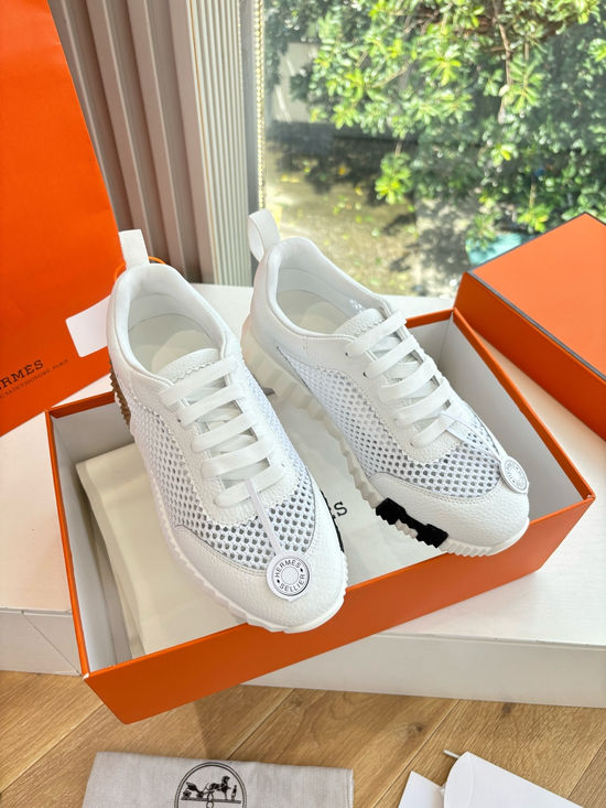 Hermes Breathable Leather Mesh Upper Comfortable Casual Sneakers Durable