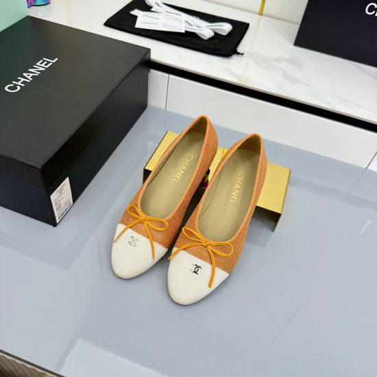 Chanel Classic Two Tone Genuine Leather Ballet Flats