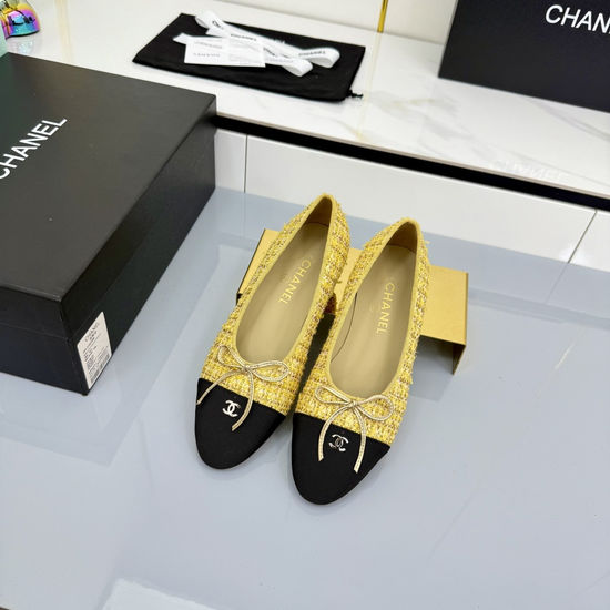 Chanel Classic Two Tone Genuine Leather Ballet Flats