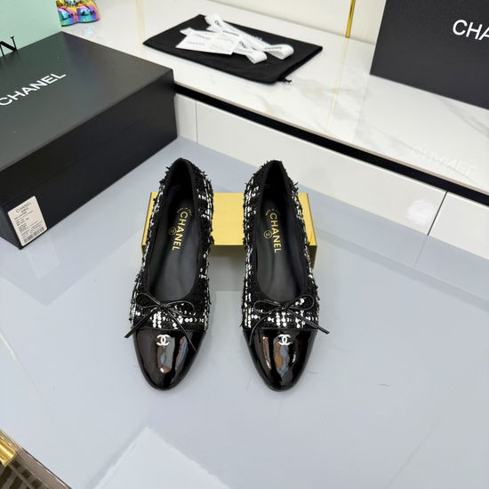 Chanel Classic Two Tone Genuine Leather Ballet Flats