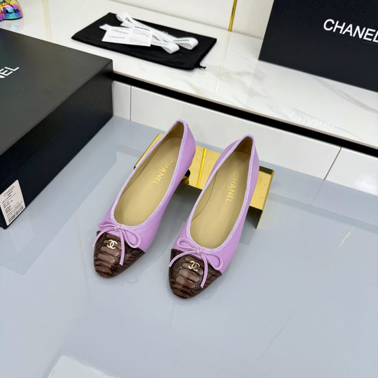 Chanel Classic Two Tone Genuine Leather Ballet Flats