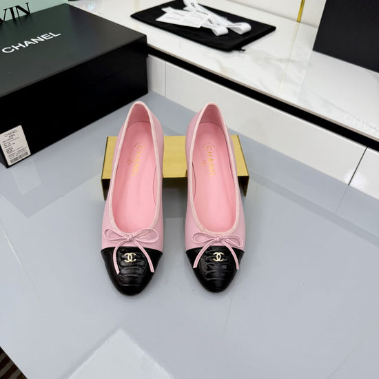 Chanel Classic Two Tone Genuine Leather Ballet Flats