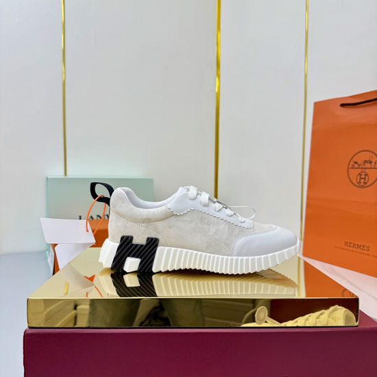 Hermes Suede Canvas Casual Athletic Shoes Comfortable Walking Sneakers