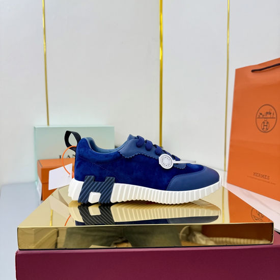 Hermes Suede Canvas Casual Athletic Shoes Comfortable Walking Sneakers