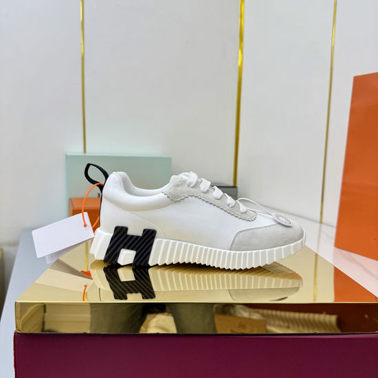 Hermes Suede Canvas Casual Athletic Shoes Comfortable Walking Sneakers