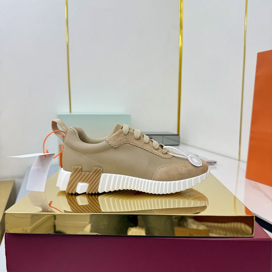 Hermes Suede Canvas Casual Athletic Shoes Comfortable Walking Sneakers