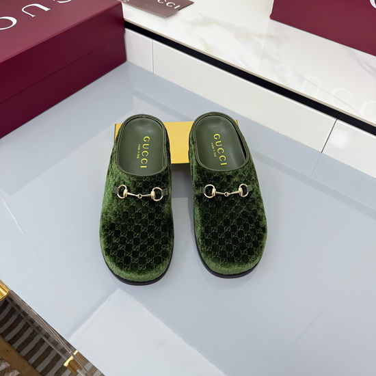 Gucci Fleece Lined Suede Leather Mules with Hardware