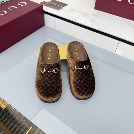 Gucci Fleece Lined Suede Leather Mules with Hardware