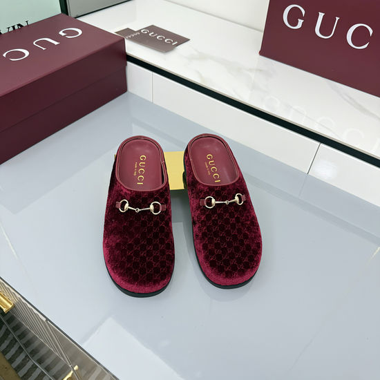 Gucci Fleece Lined Suede Leather Mules with Hardware