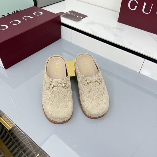Gucci Fleece Lined Suede Leather Mules with Hardware
