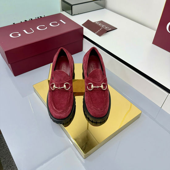 Gucci Suede Horsebit Loafers with Rubber Grooved Sole