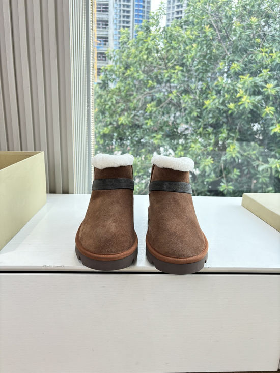 Brunello Cucinelli Warm Suede Shearling Lined Comfort Winter Ankle Boots