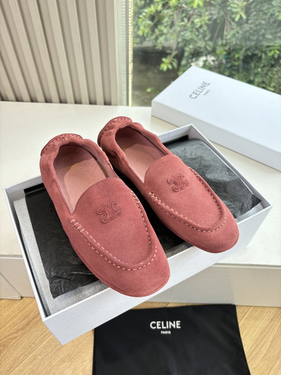 Celine Suede Leather Loafers Classic Comfortable Casual Daily Shoes