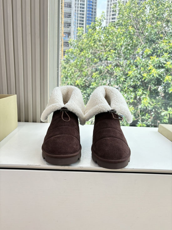 Brunello Cucinelli Luxury Sheepskin Mountain Boots with Beaded Eyelets