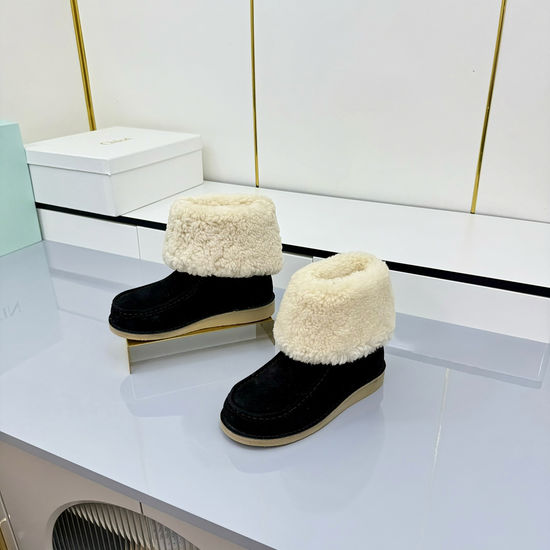 Chloe Warm Suede Shearling Winter Boots with Rubber Sole