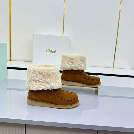 Chloe Warm Suede Shearling Winter Boots with Rubber Sole