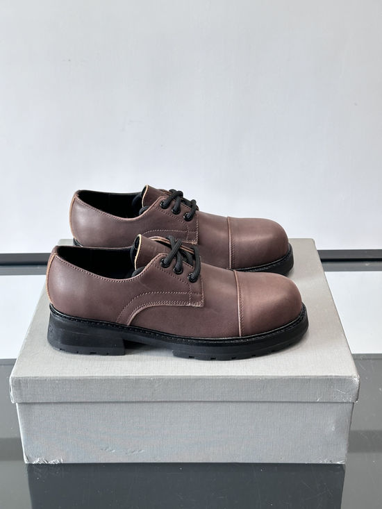 Balenciaga Genuine Leather Thick Sole Carved Detail Classic Casual Derby Shoes