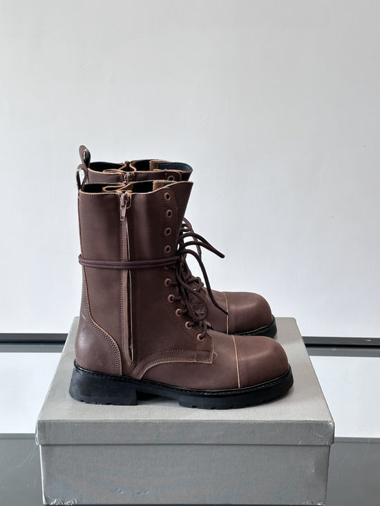 Balenciaga Genuine Leather Buckle Decor Turn-down Design Fashionable Tall Boots