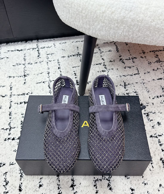 Alaia Rhinestone Mesh Mary Jane Flats Ballet Shoes