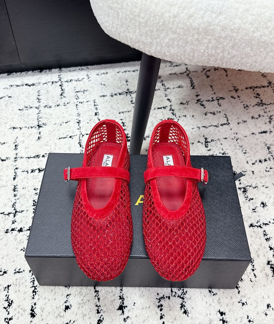 Alaia Rhinestone Mesh Mary Jane Flats Ballet Shoes